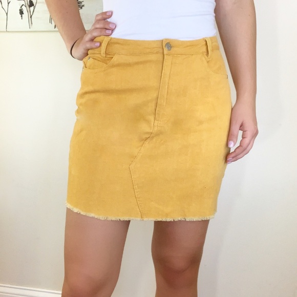 Mustard Corduroy Mini Skirt - Picture 5 of 6